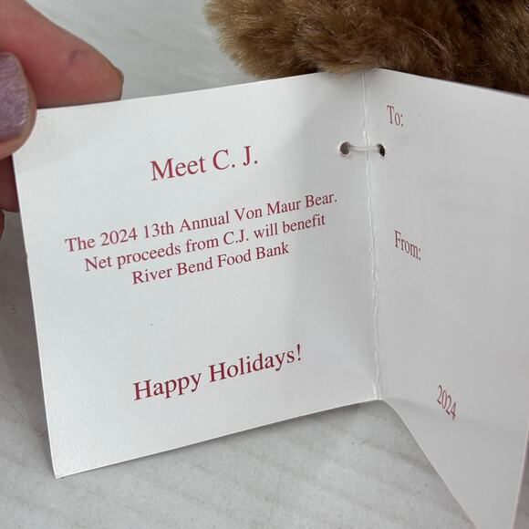 Von Maur C J Bear Plush Brown Shiny Red Puffer Jacket 2024 Edition 13th Annual - Picture 8 of 9